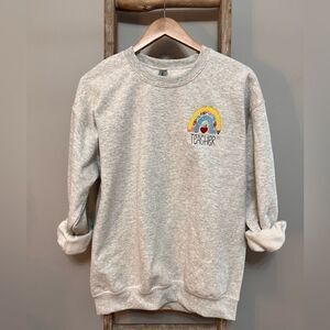 Teacher Rainbow Embroidered Crewneck